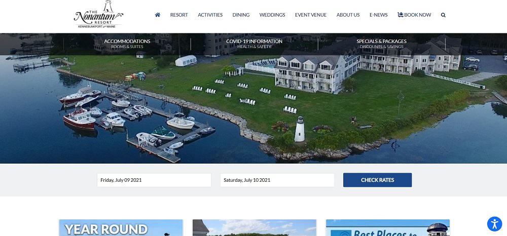 This is thescreenshot of the homepage of Nonantum Resort in Kennebunkport, Maine.