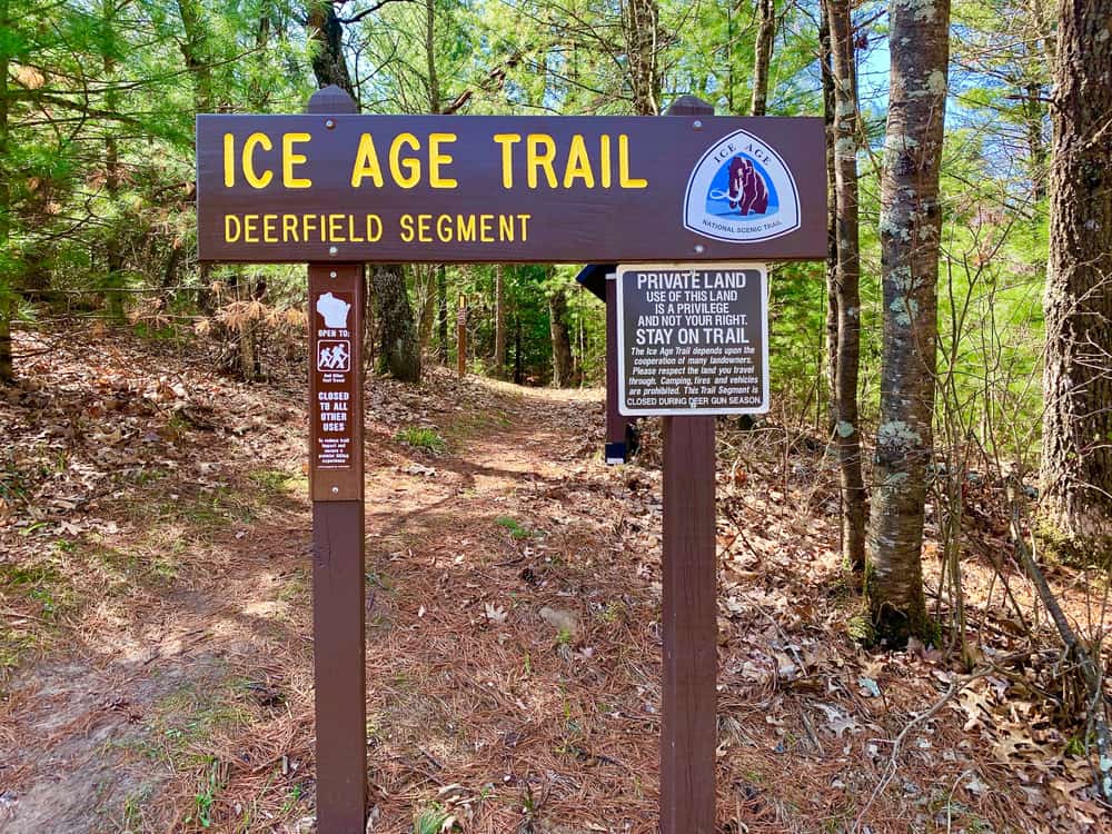 Ice Age Trail Sign for the Deerfield Segment.