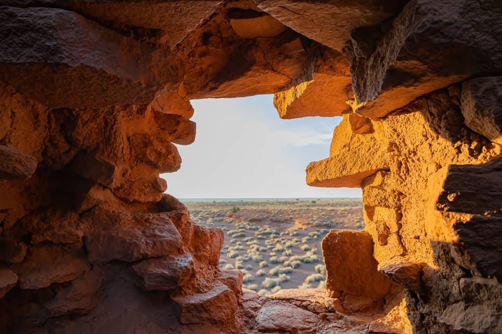 Sunset view of the Wukoki ruin at Flagstaff, Arizona.