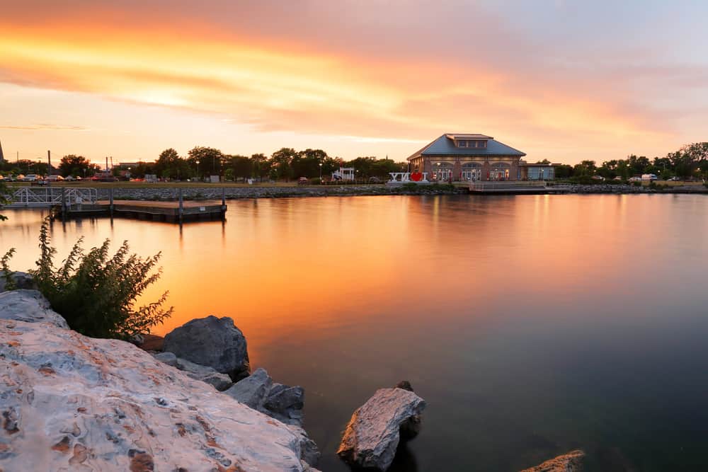 Beautiful sunset of Seneca Lake in New York, Geneva.