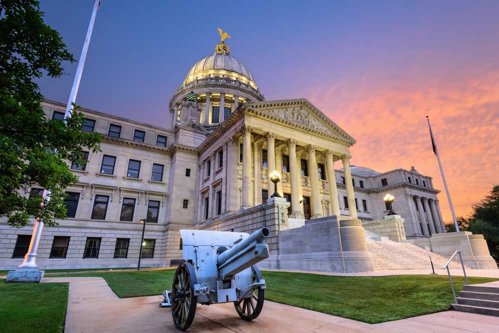 Mississippi State Capitol in Jackson, Mississippi.