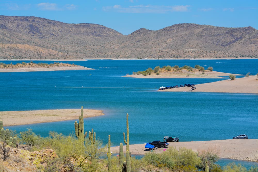 View of Lake Pleasant in Lake Pleasant Regional Park, Sonoran Desert, Arizona.