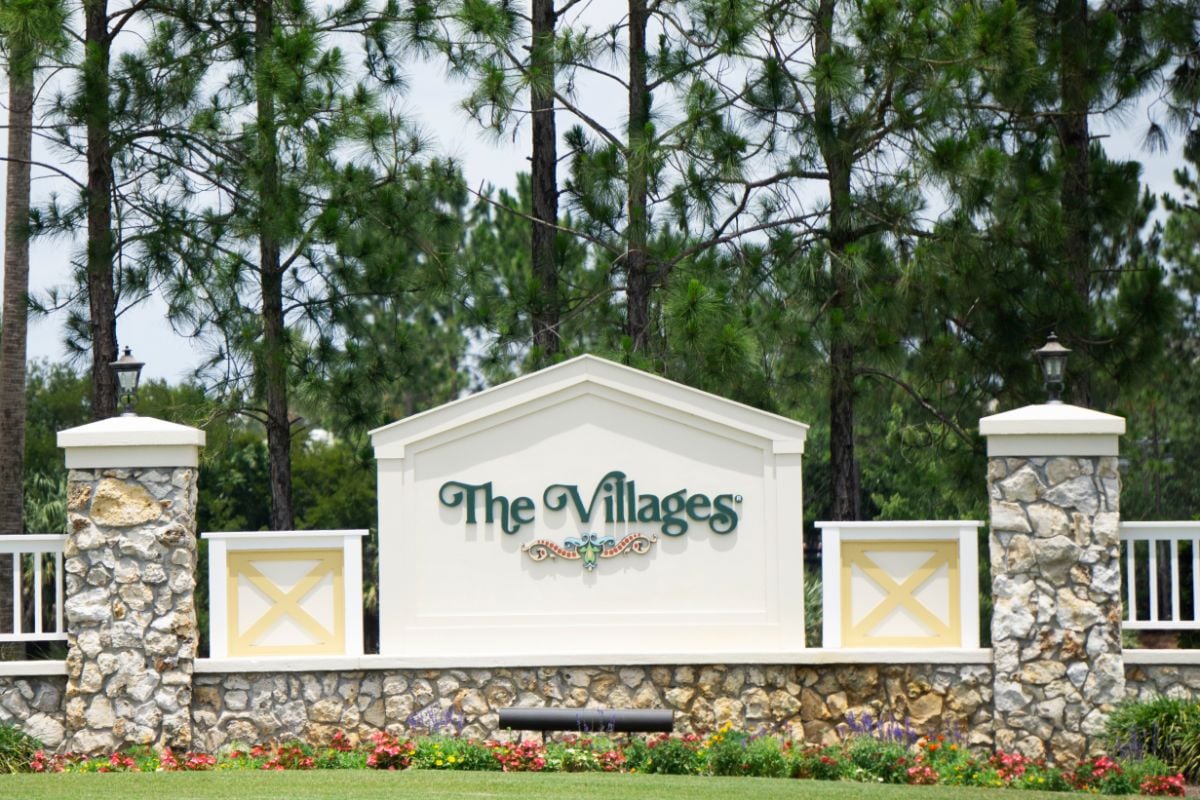 The Villages signage entrance, Florida.