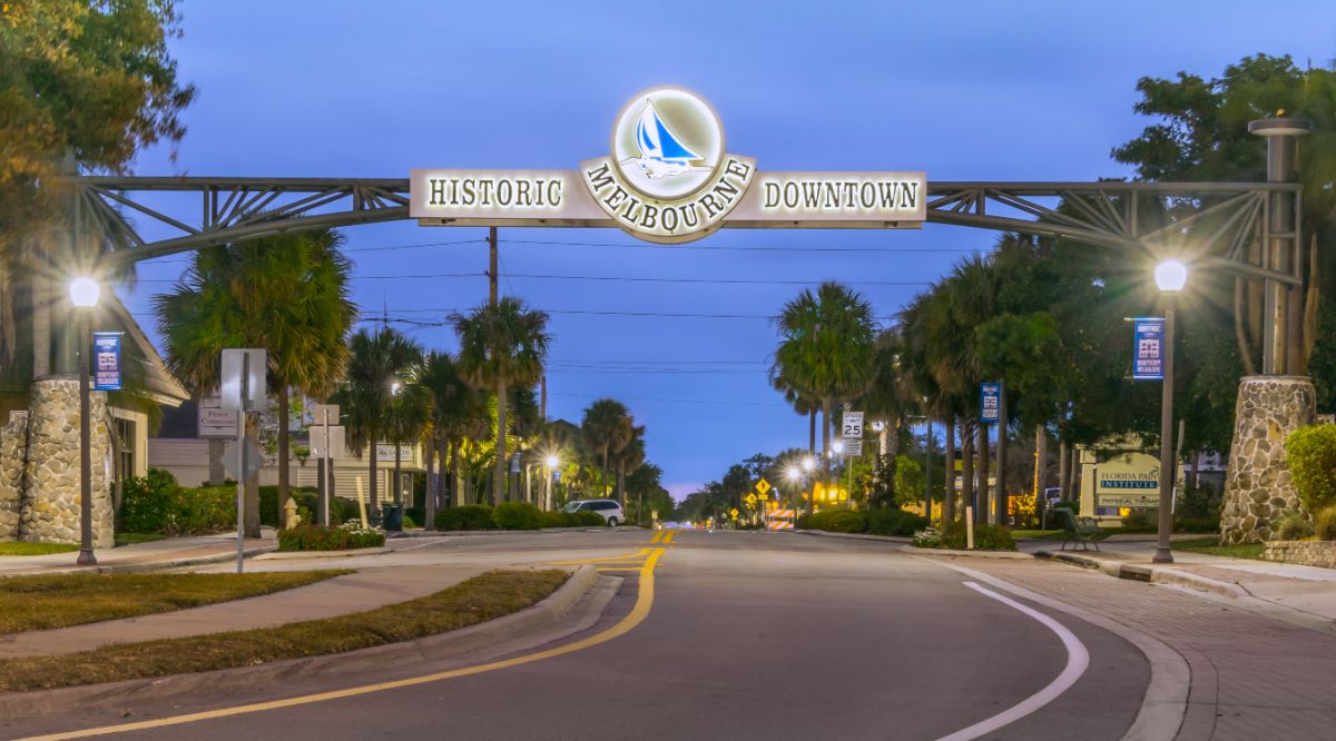 Historic welcome signage at Melbourne, Florida.