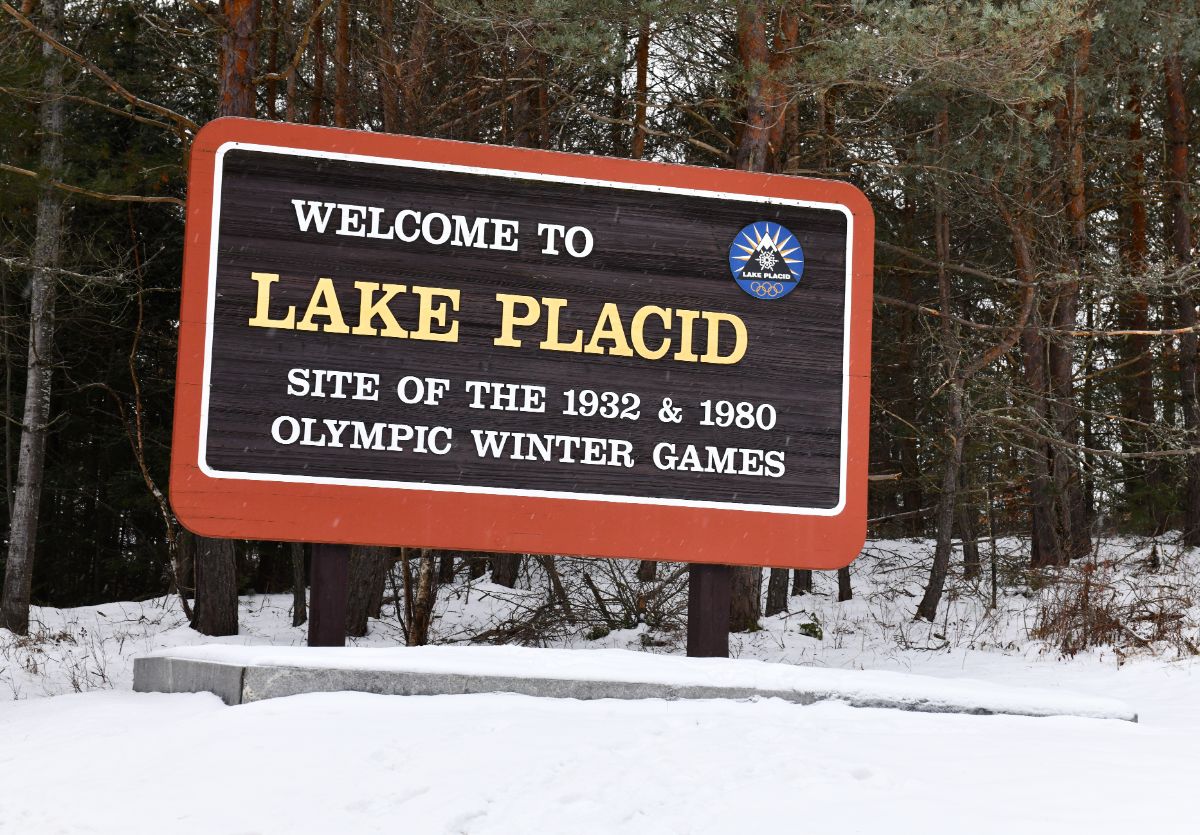 Welcome Signage at Lake Placid for Olympic Winter Games.