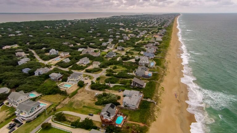 Luxurious beach houses at Outer Banks, North Carolina.