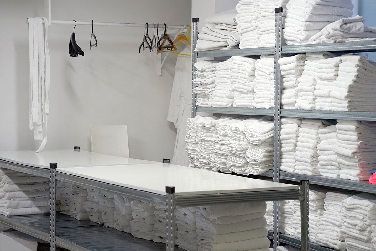 Hotel laundry with linen and pillow cover.