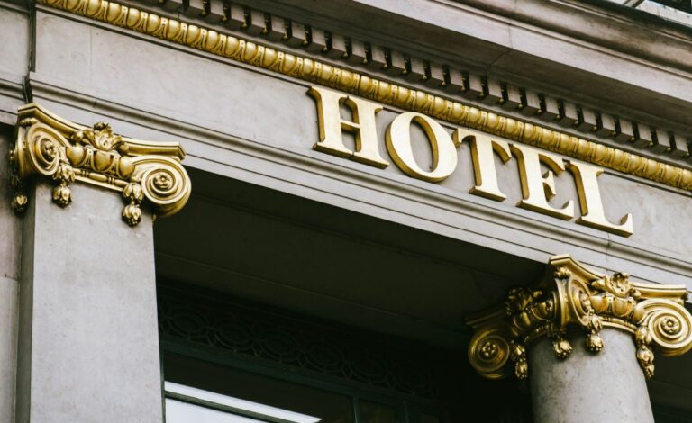 A signage with Corinthian column.