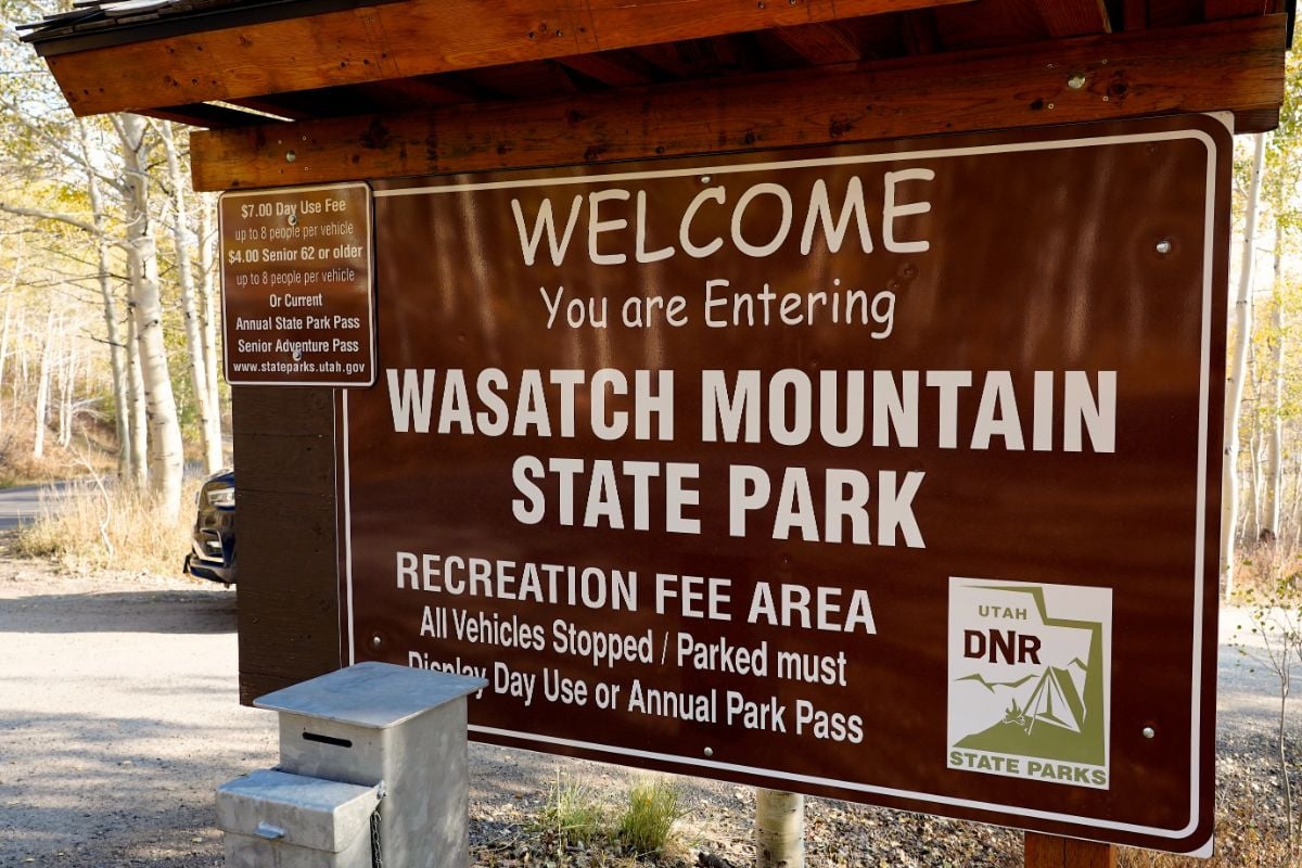 Welcome Signage of Wasatch Mountain at Midway, Utah.