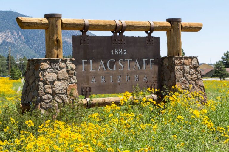 Historical signage at Flagstaff, Arizona.