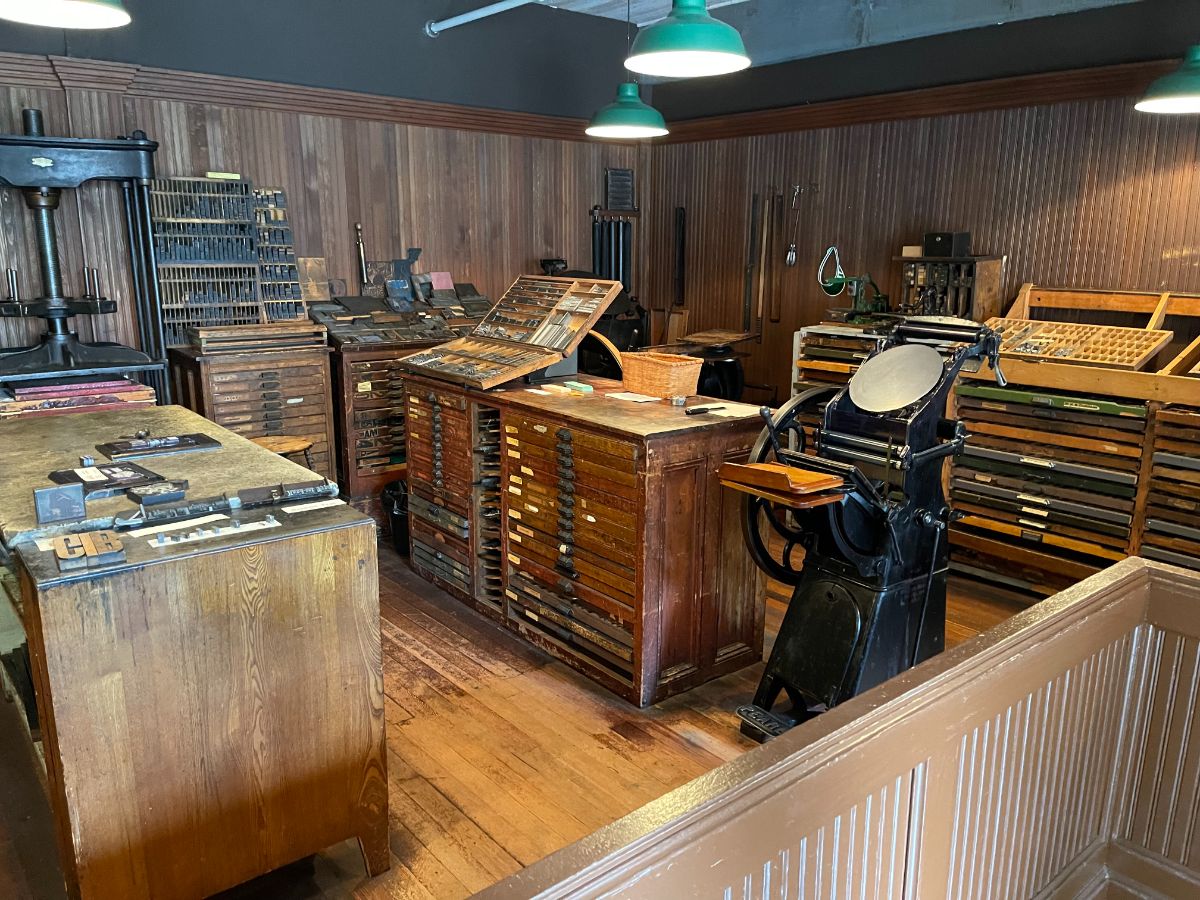 Interior of newspaper at Burnaby Village Museum