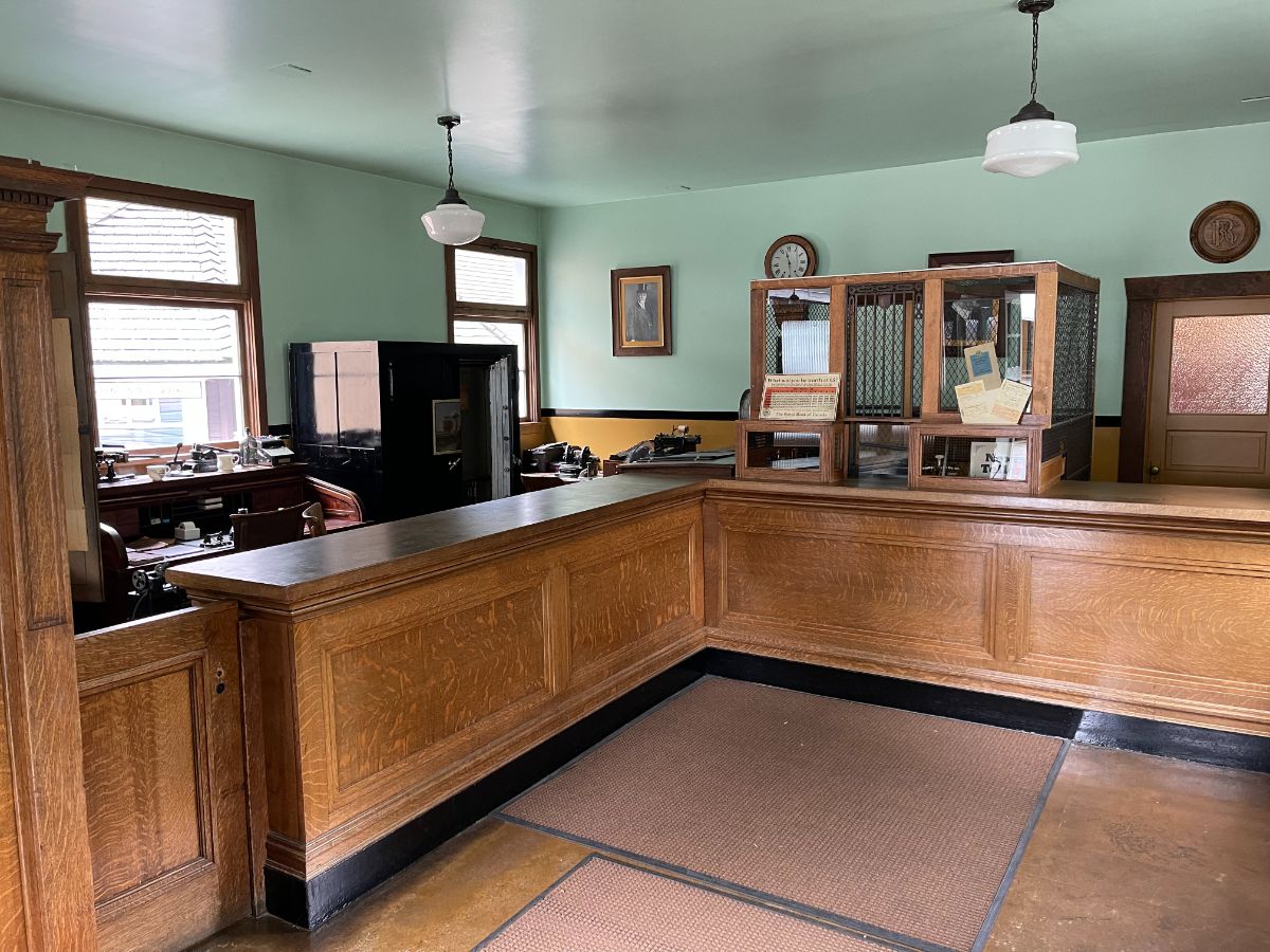 1920s bank interior at Burnaby Village Museum