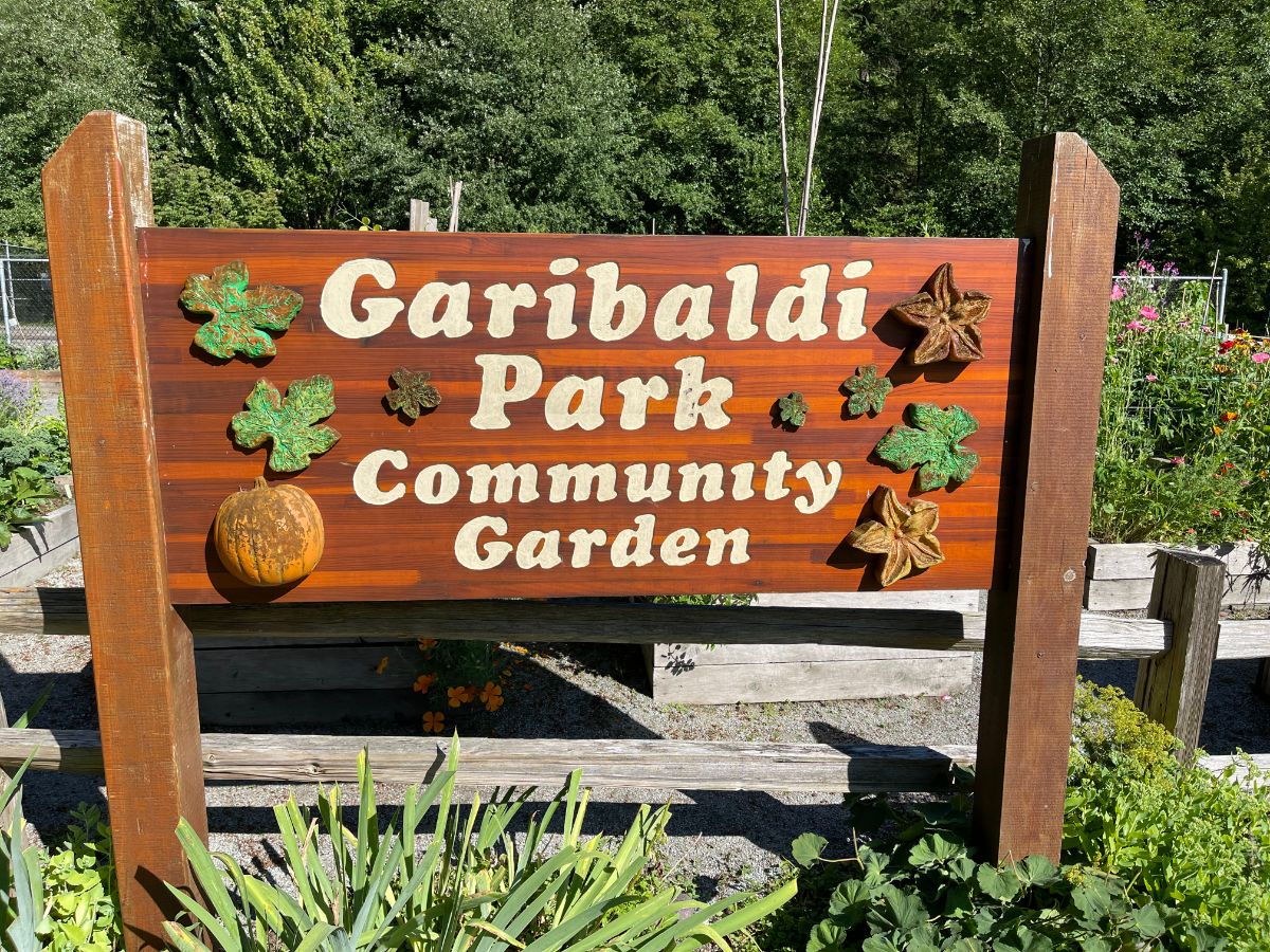 Garibaldi playground park community garden sign