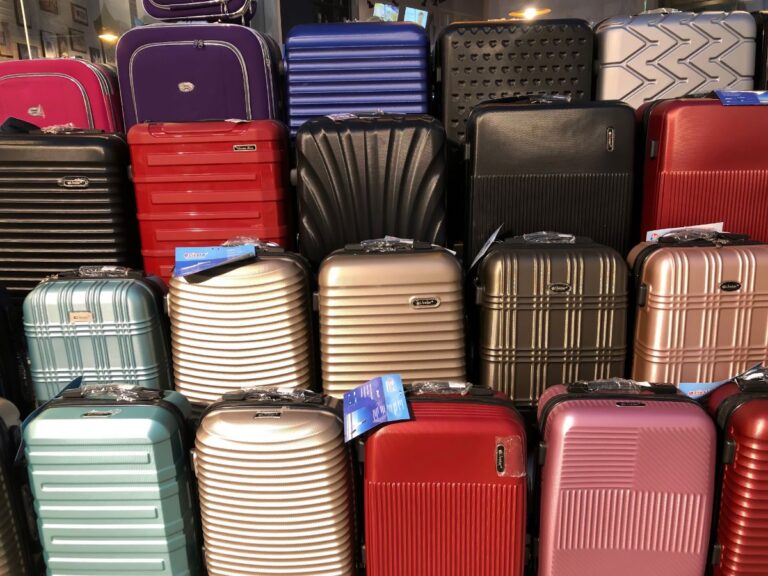 Different types of luggage on display.