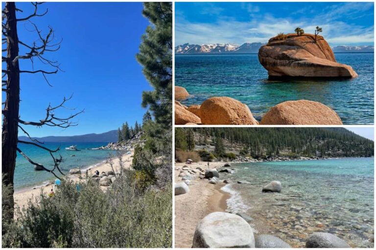 collage of photos of beaches in lake tahoe nevada