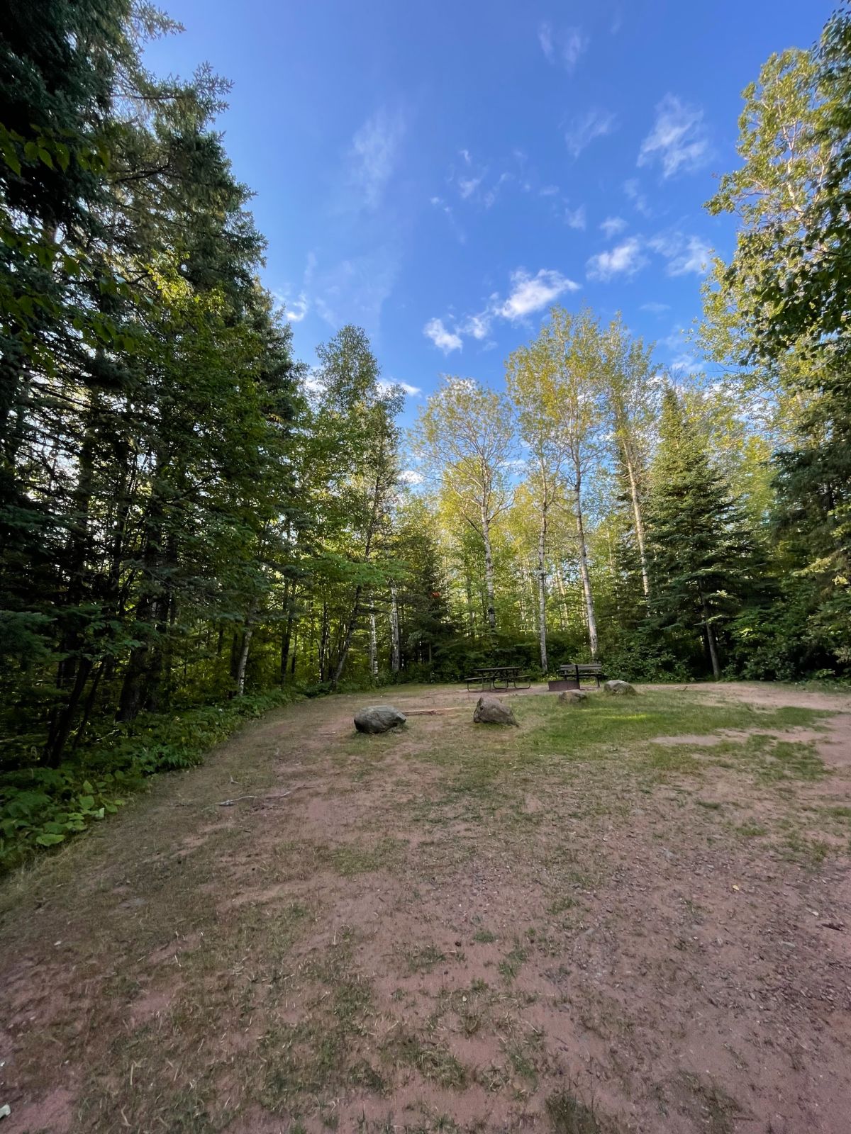 Wide shot of the campground at amnicon state park