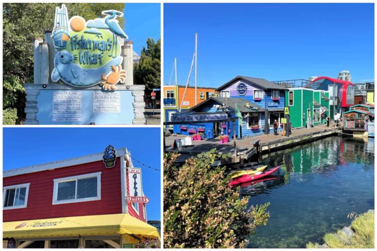 collage of photos of fishermans wharf in victoria