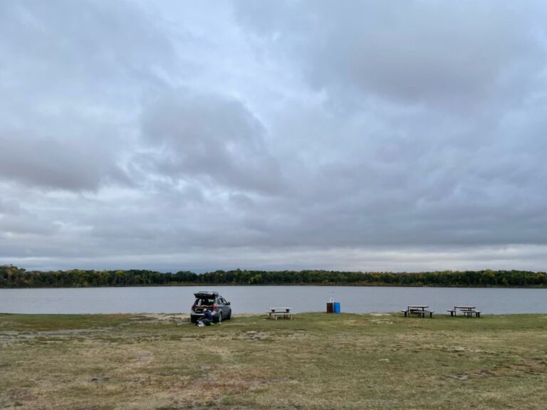 Salt Lake Beach in the morning with car camping set up