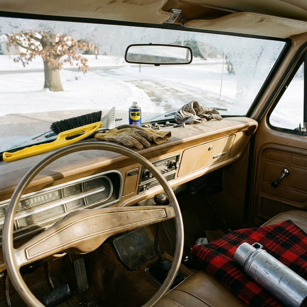 Ice Scrapers and Work Gloves Permanently Living on the Dashboard Like They Paid Rent