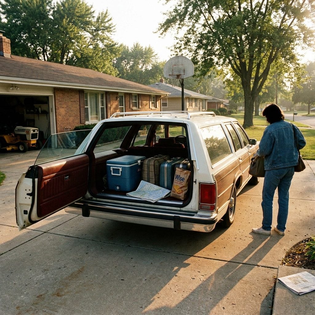 The Ford Country Squire Station Wagon With Fake Wood Paneling and a Rear-Facing Third-Row Seat