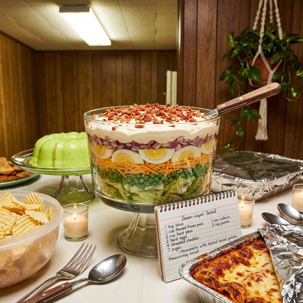 Seven-Layer Salad Drowning Under Two Inches of Mayonnaise and Bacon Bits