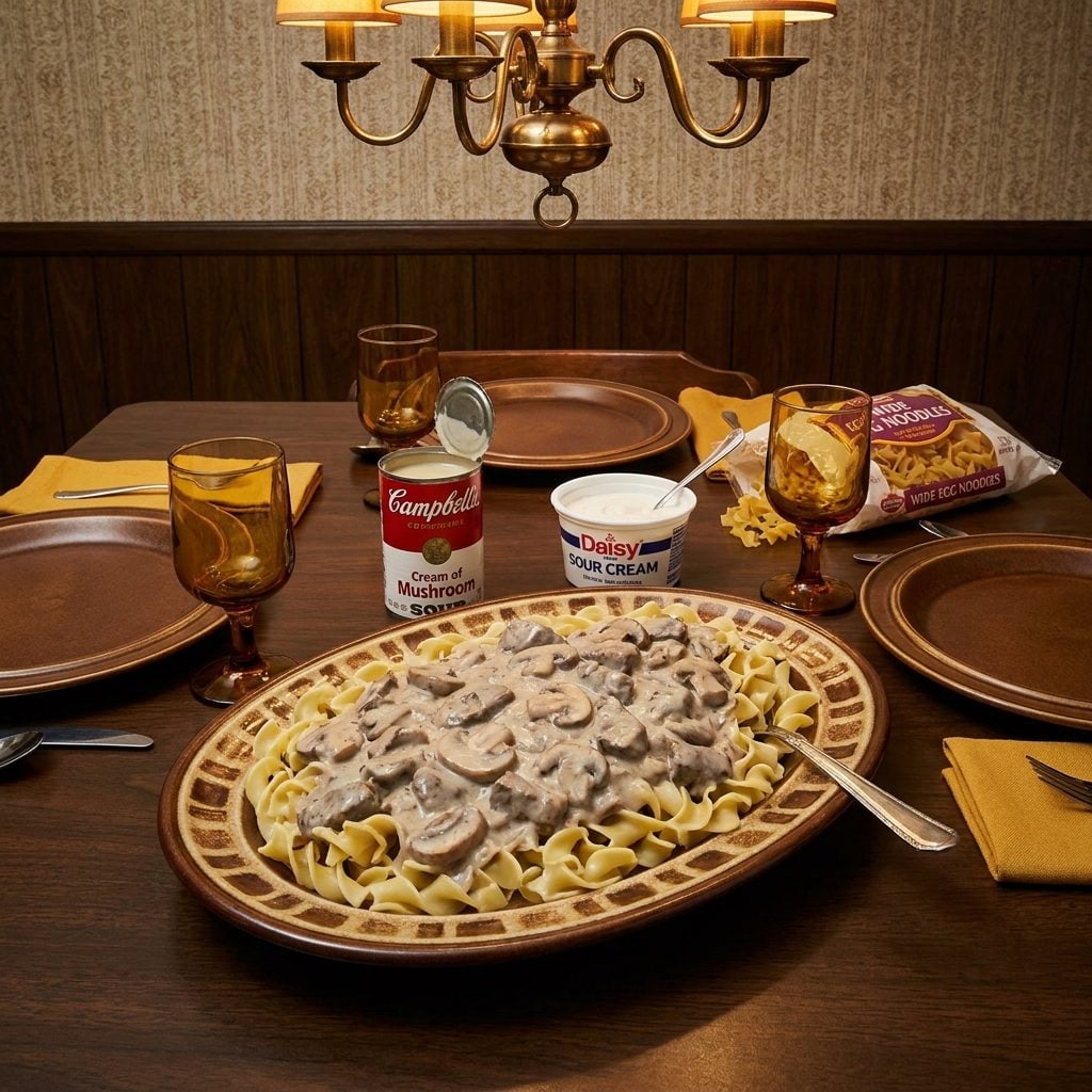 Beef Stroganoff Made Almost Entirely from Canned Soup and Sour Cream