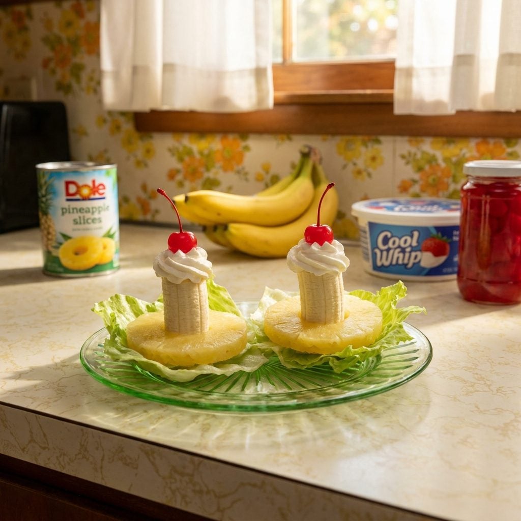 The Candle Salad: Bananas, Pineapple Rings, Whipped Cream, and Pure Denial