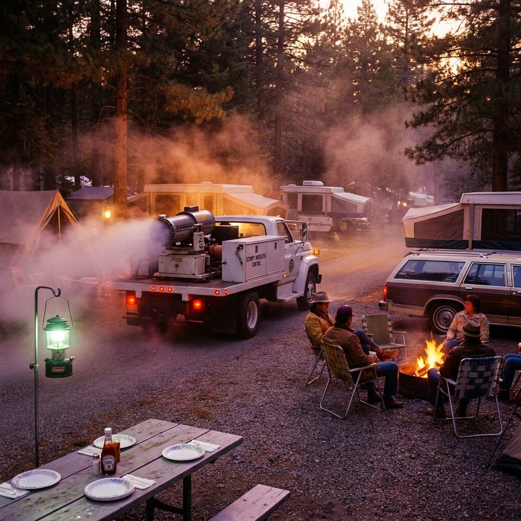 The Mosquito Fogger Truck That Rolled Through at Dusk Like Something Out of a Horror Movie