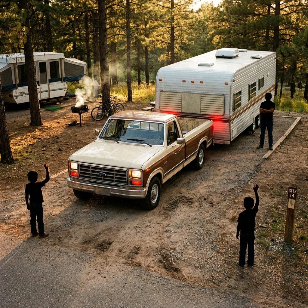 Dad Backing the Trailer Into the Site While Everyone Yelled Contradictory Instructions