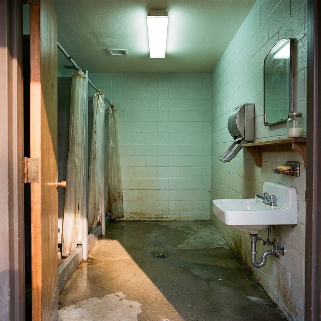 Campground Bathrooms: Concrete Floors, Fluorescent Lights, and the Smell of Ancient Everything