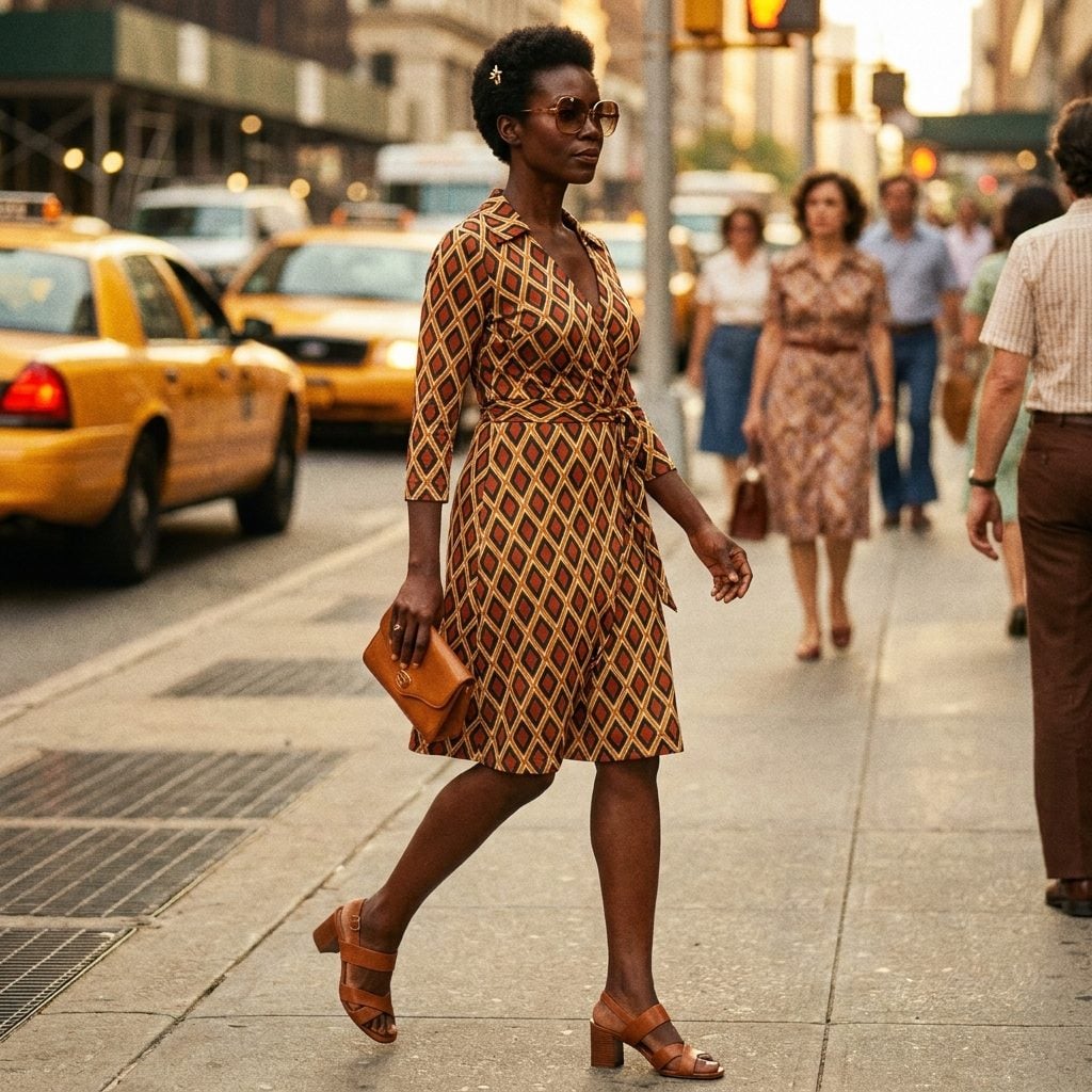 Wrap Dresses in Loud Geometric Prints That Rewired the Entire Decade