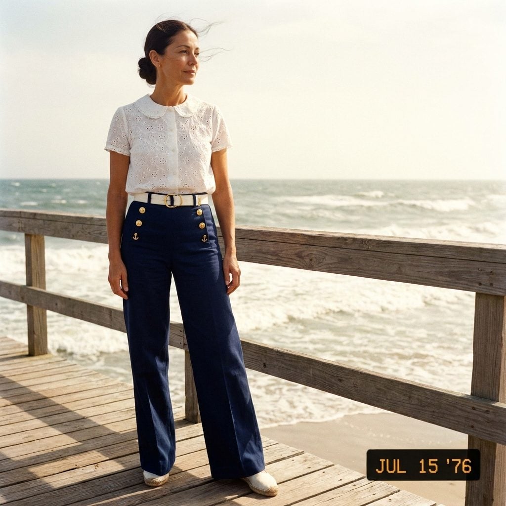 High-Waisted Sailor Pants With Buttons So Decorative They Were Basically Jewelry