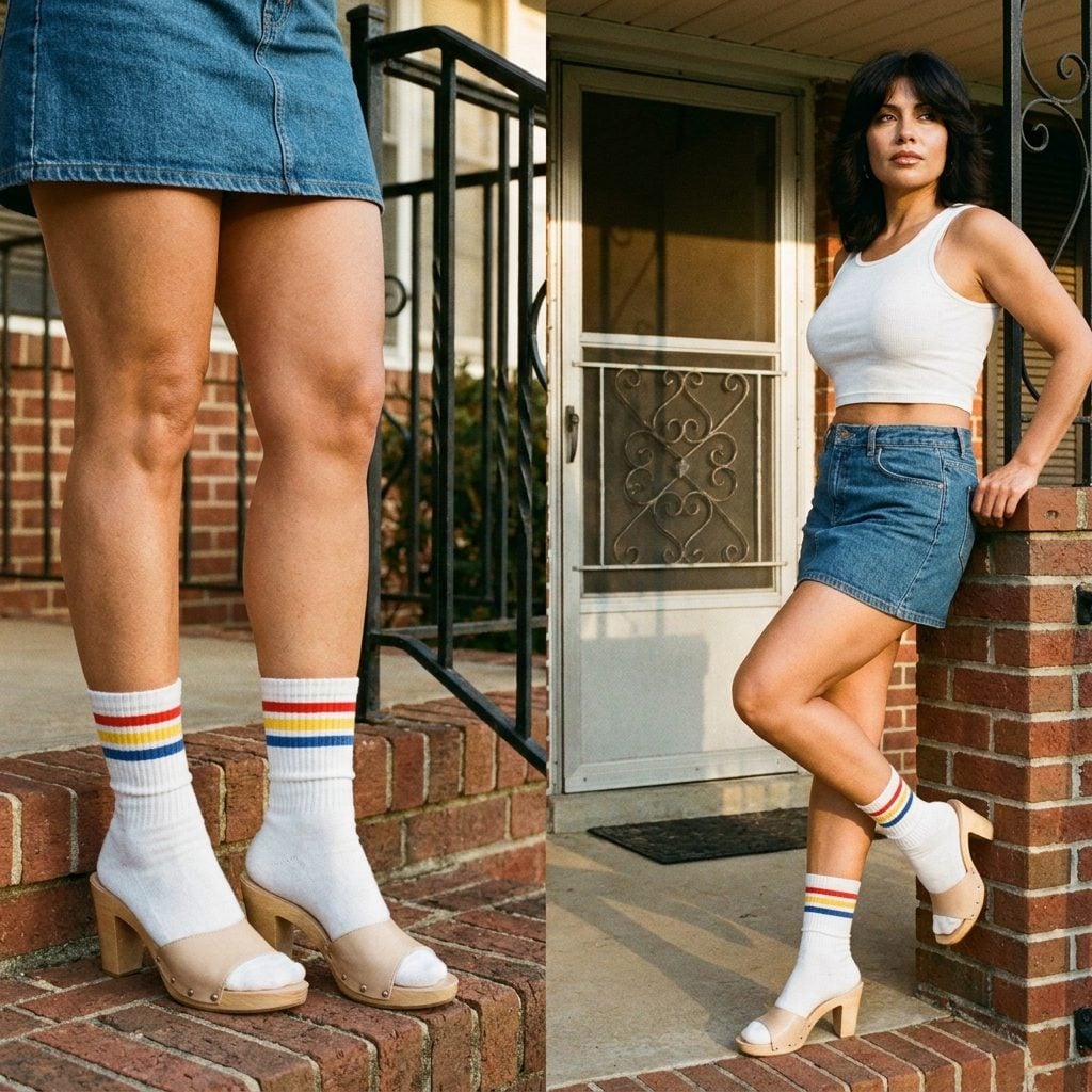 Candie's Wooden Slide Heels Worn With Tube Socks Because We Had No Fear