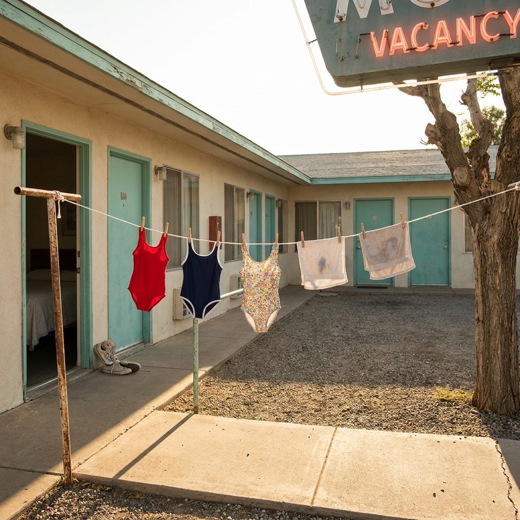 A Clothesline and Clothespins for Drying Swimsuits at Every Roadside Motel