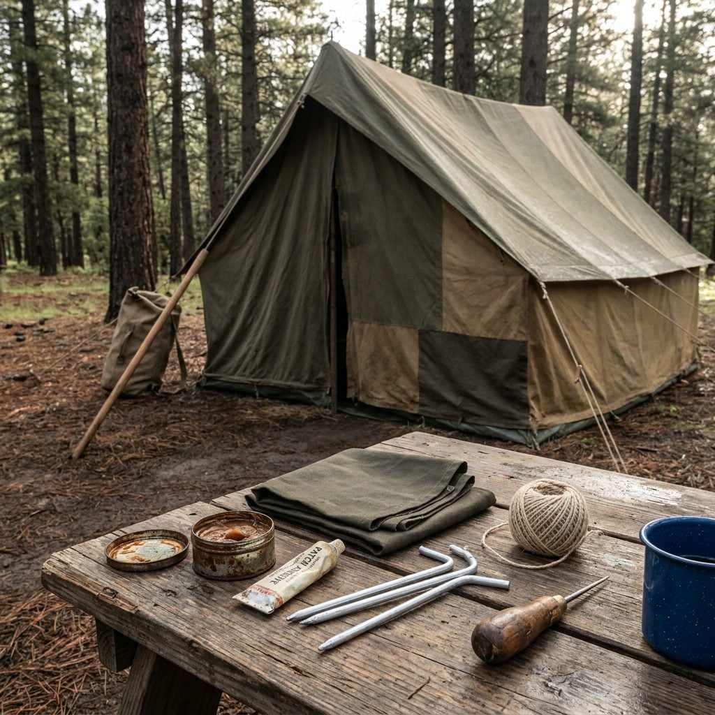 The Canvas Tent Repair Kit With Patch Glue That Never Fully Dried