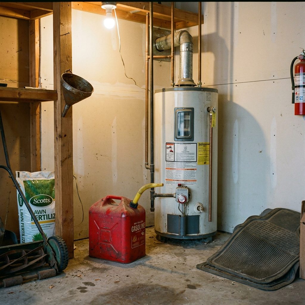 The Gas Can Sitting Three Feet From the Water Heater Like It Was Fine