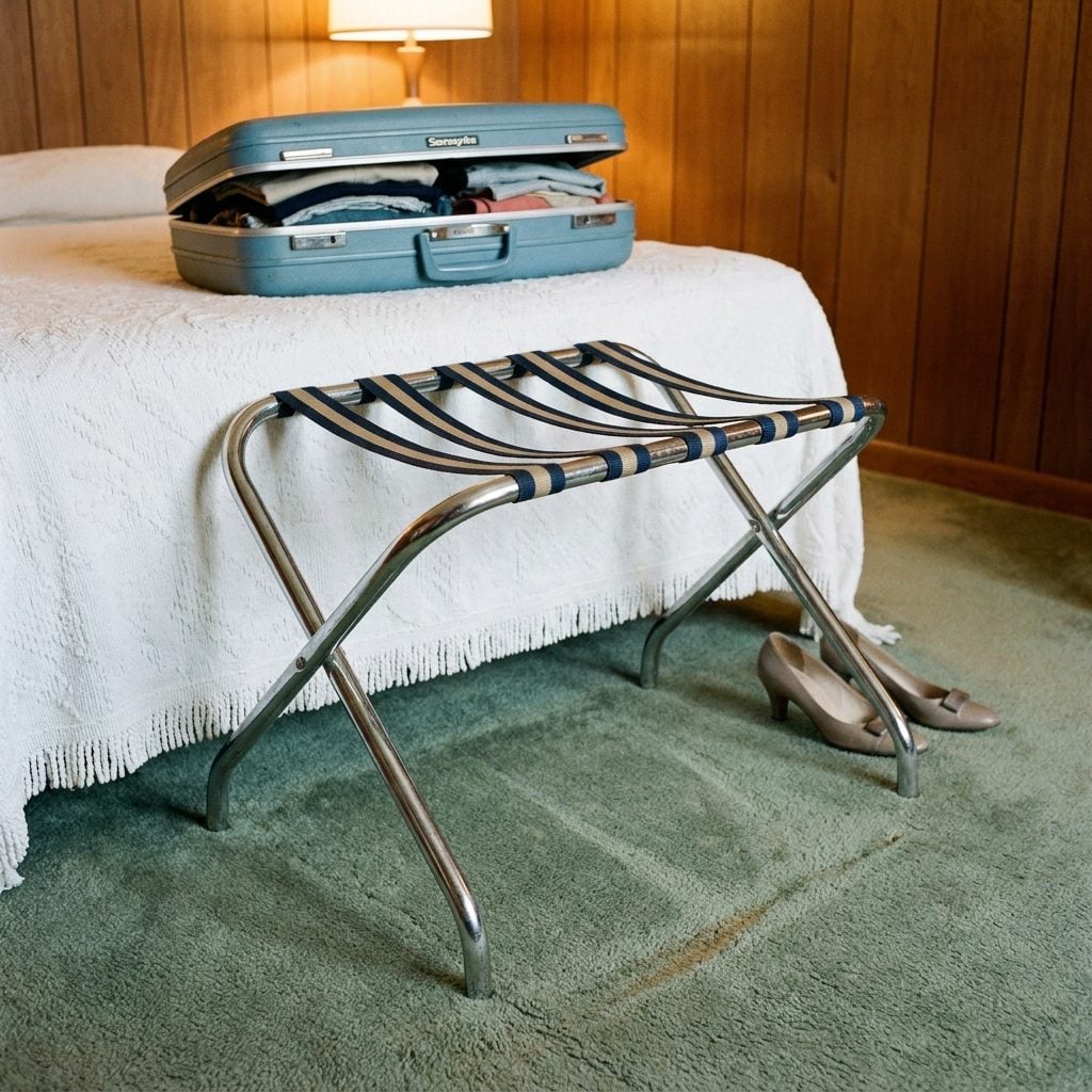 Fold-Out Luggage Racks with Striped Fabric Straps