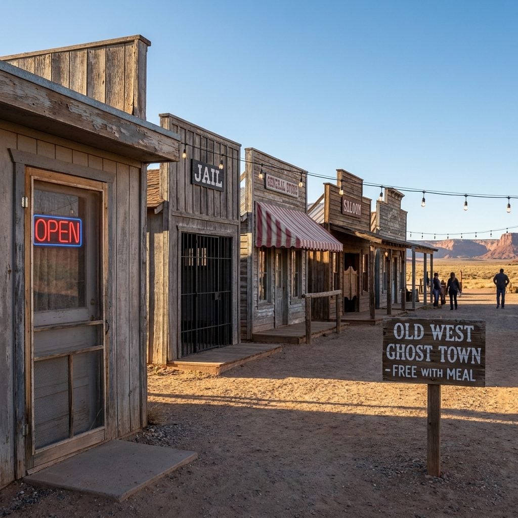 Fake Ghost Town Attractions Attached to Roadside Diners Where the Pancakes Were Real