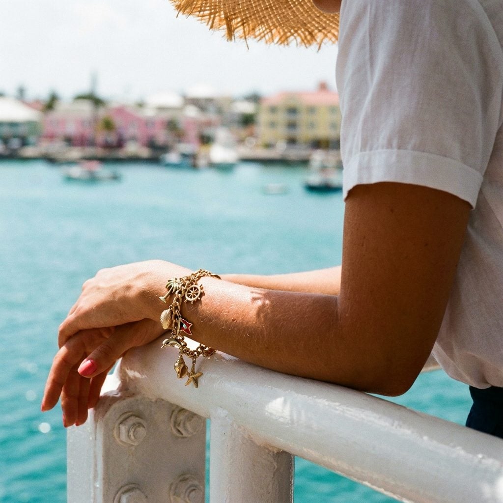 Gold Charm Bracelets Collected One Caribbean Port at a Time