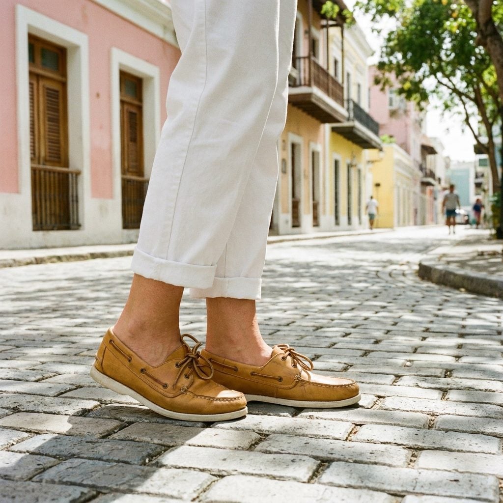 Leather Deck Shoes Worn Smooth by Cobblestones in Every Port Town