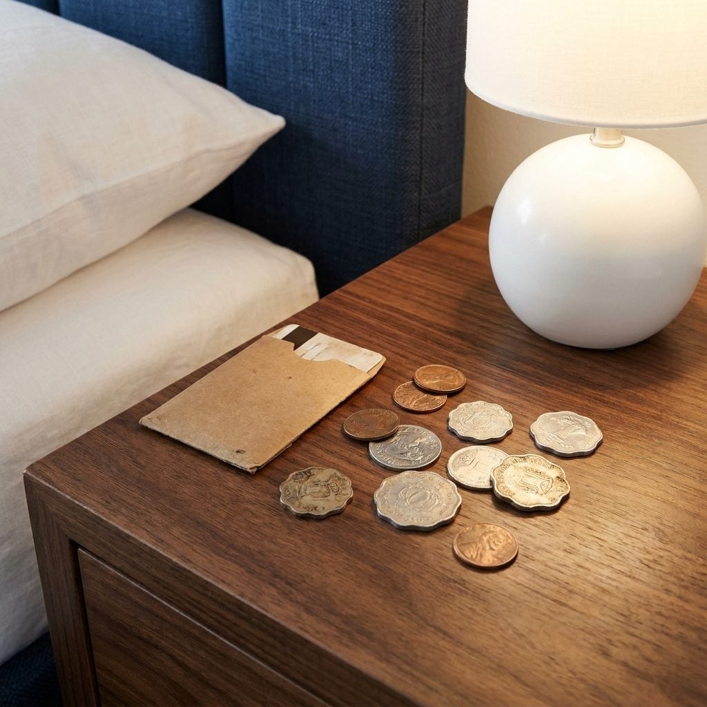 Leaving Coins from Another Country on the Nightstand as a Tip