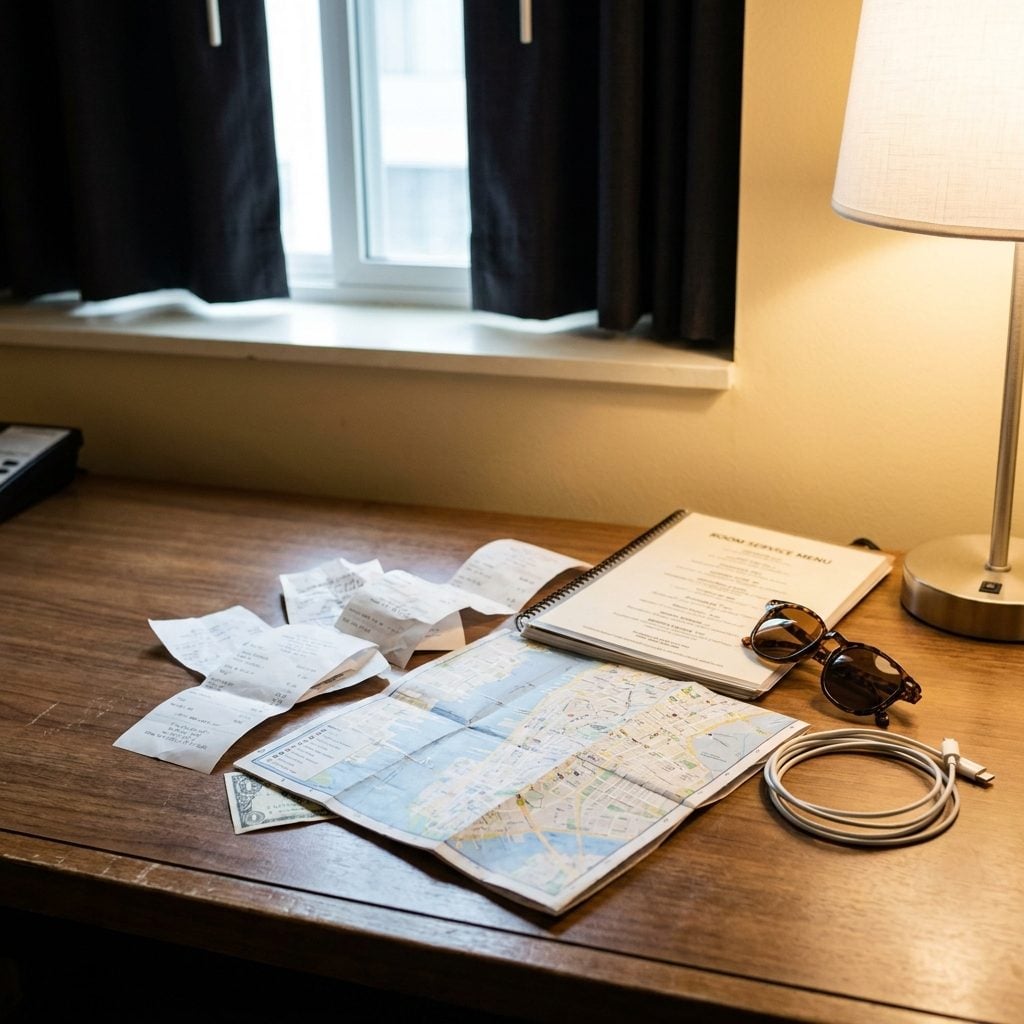 Leaving the Housekeeping Tip Buried Under Receipts So Staff Can't Tell It's for Them