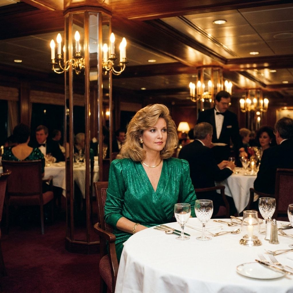 Shoulder-Padded Dinner Dresses in Jewel Tones That Owned the Dining Room