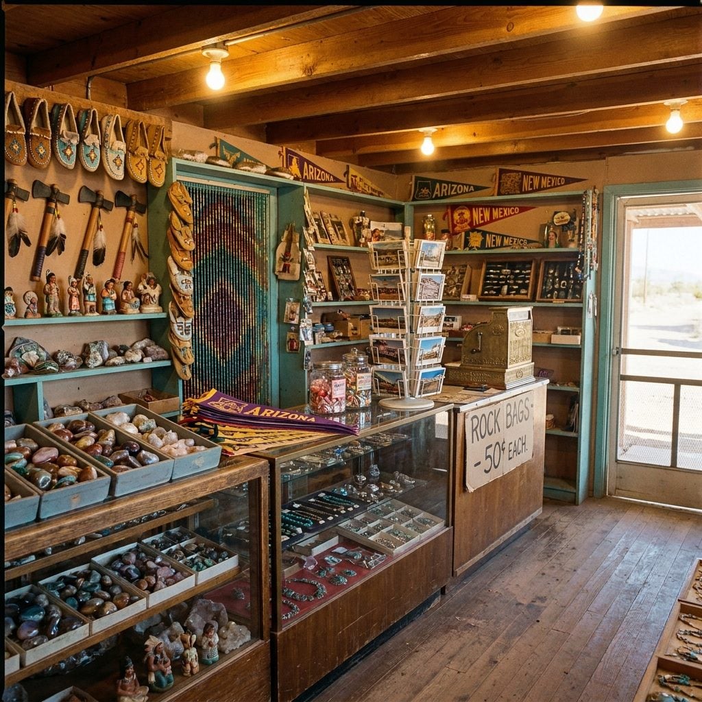 Trading Posts Selling Polished Rocks, Moccasins, and Rubber Tomahawks