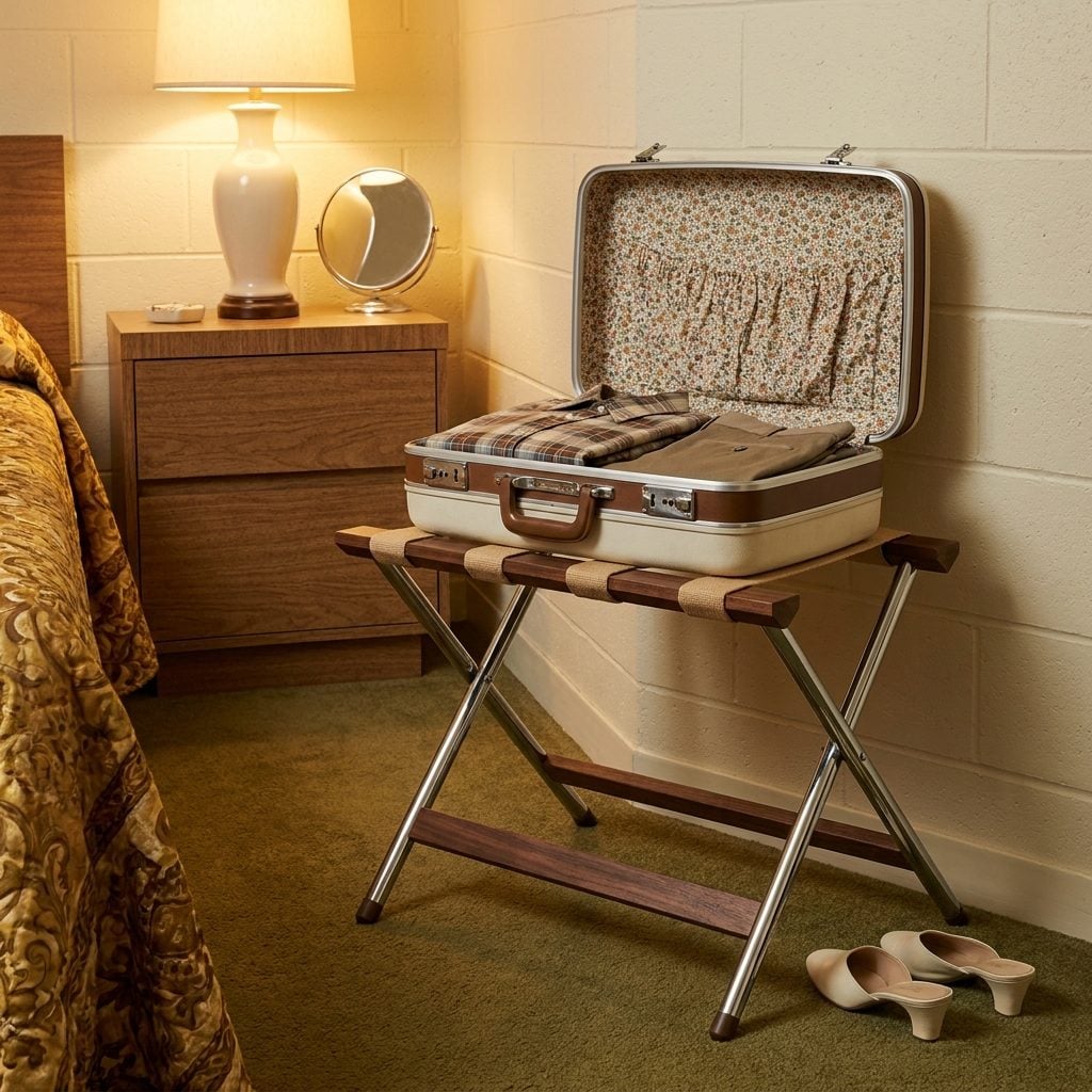 The Fold-Out Luggage Rack That Saved Your Suitcase From the Floor
