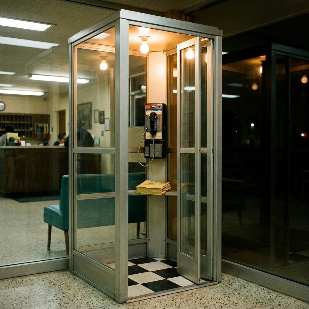 The Glass-Walled Telephone Booth Just Off the Lobby