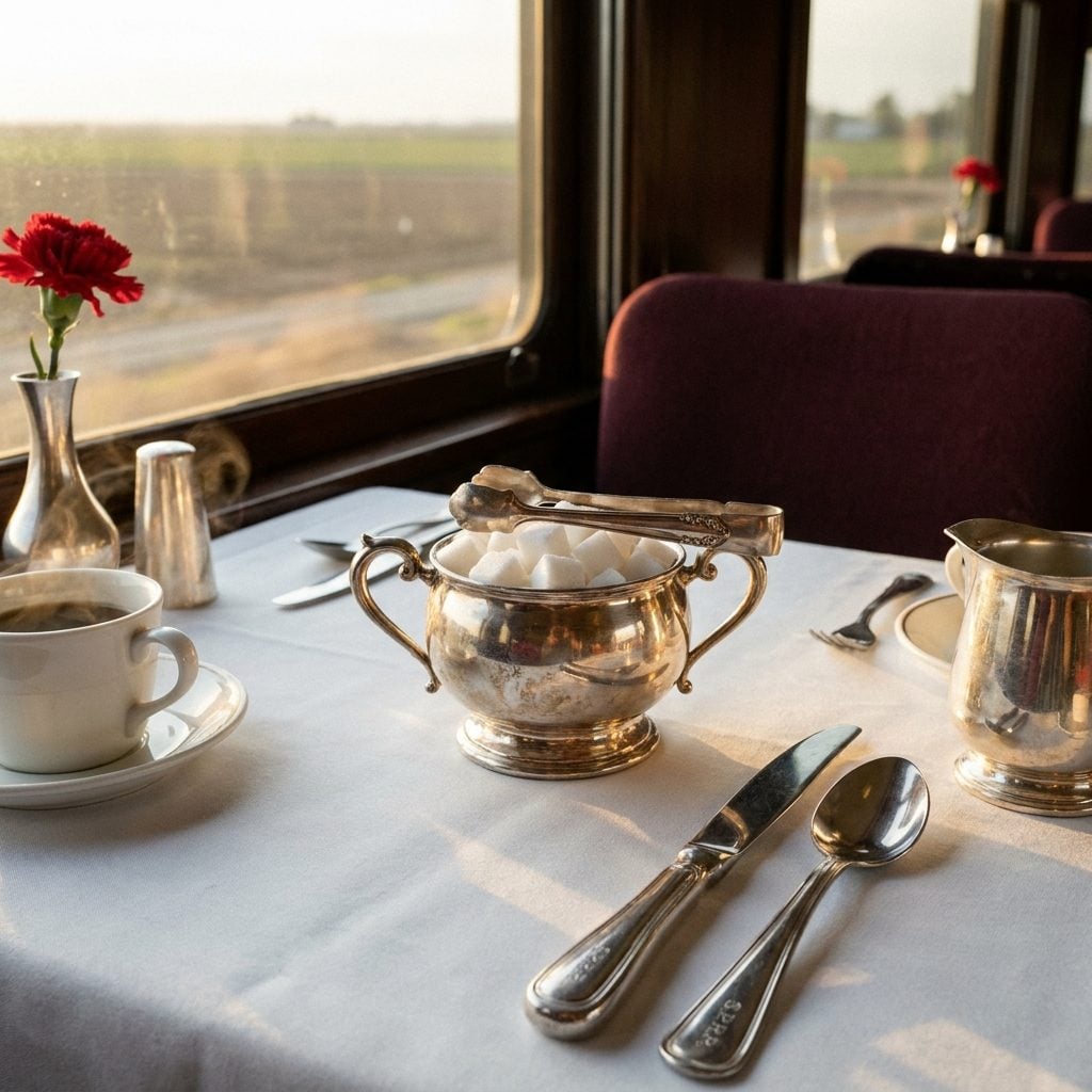 The Heavy Silver Sugar Tongs in the Dining Car