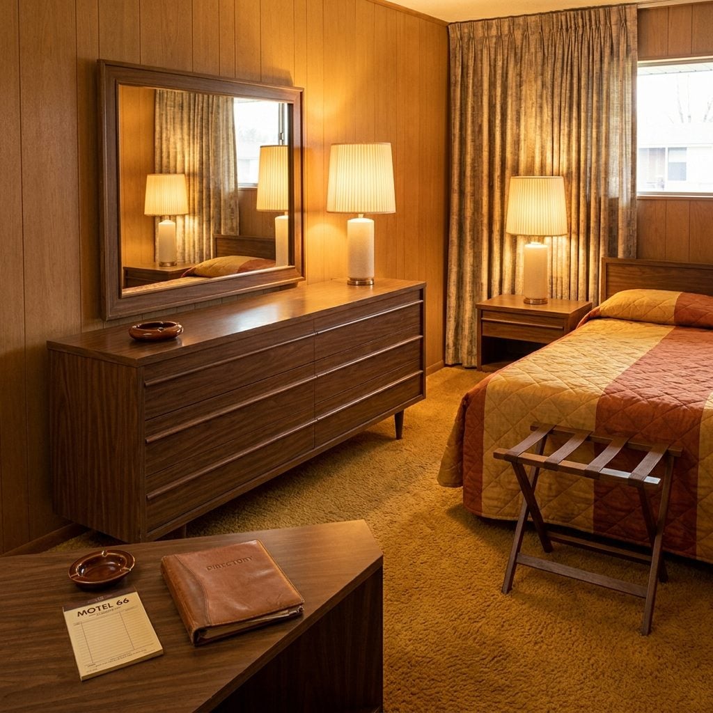 The Matching Luggage Rack, Dresser, and Nightstand Set in Actual Furniture-Grade Wood