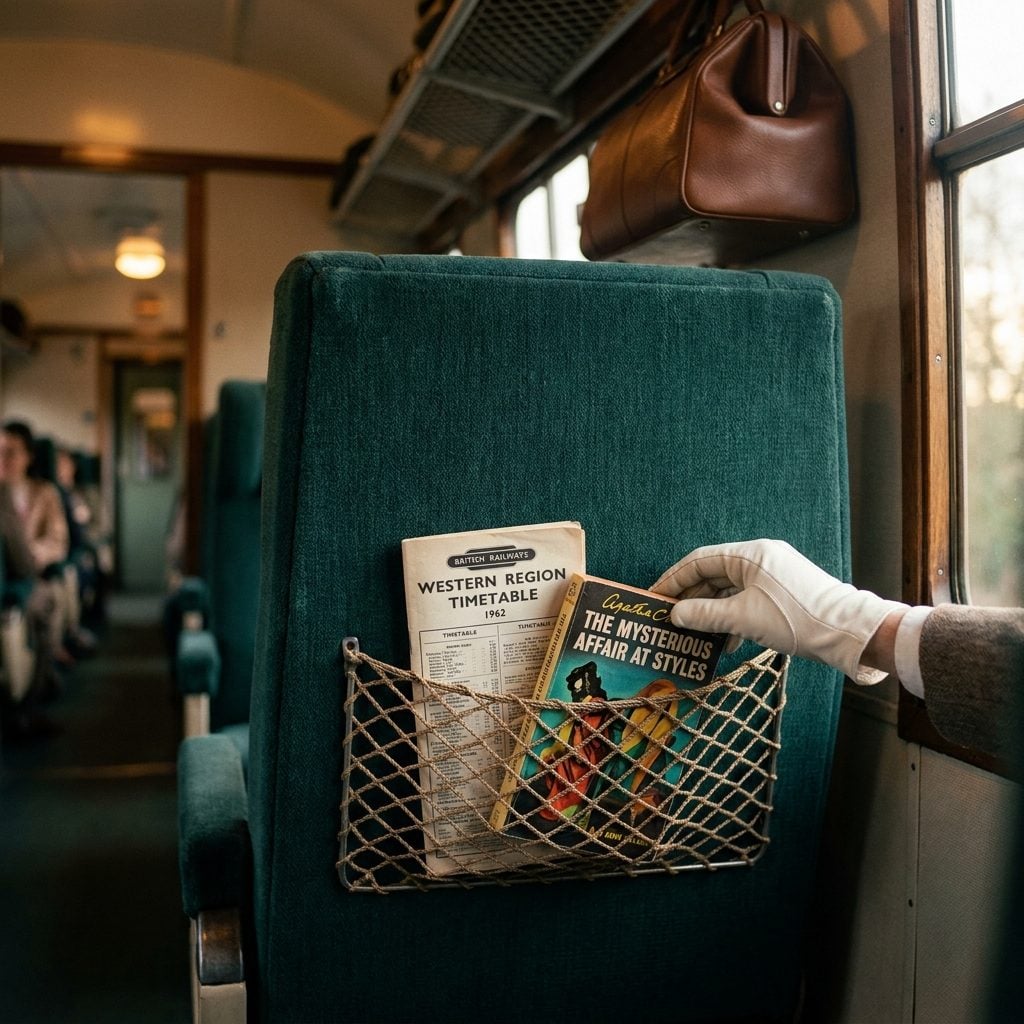 The Overnight Bag Stowed in the Net Pocket Behind the Seat Ahead