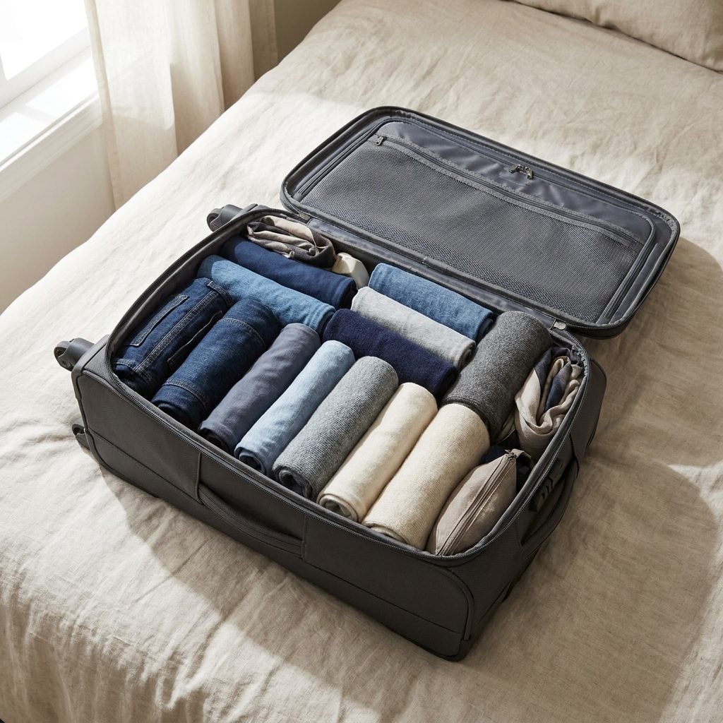 Rolling Up Clothes So Tightly the Bag Reads as a Solid Block on X-Ray
